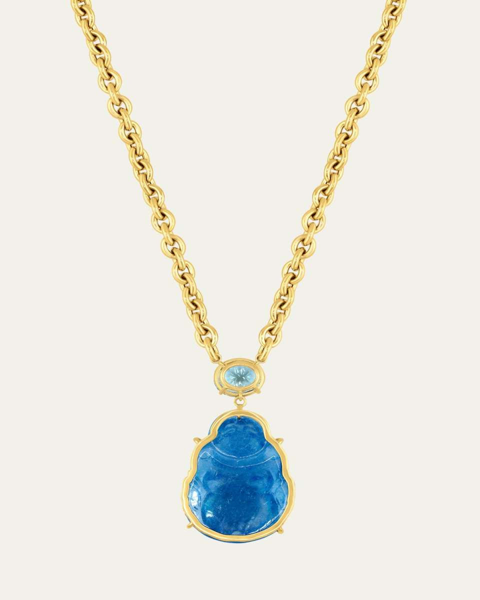 Happy Buddha Jumbo Aquamarine Necklace